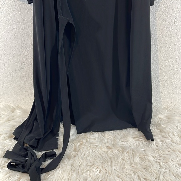 OLD NAVY V-Neck Waist-Defined Midi Wrap Dress Black Size XL NEW - Picture 3 of 9